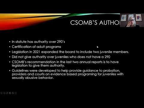 Informational Workshop: CASOMB’s Guidelines for  Treating and Supervising Youth  Who Have Committed a Sexual Offense