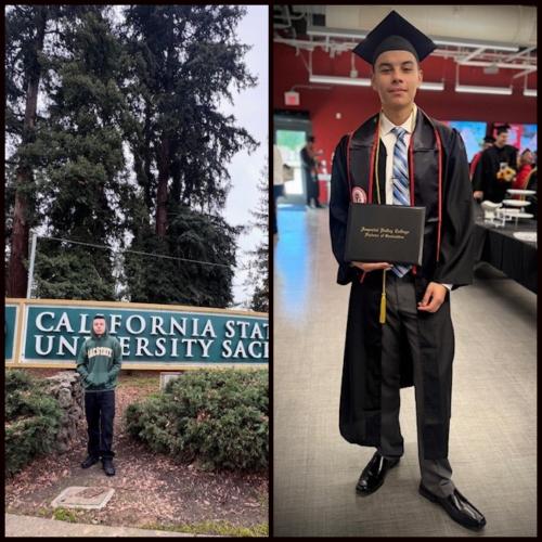 Photo of the youth receiving his degree and attending college